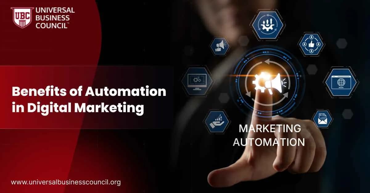 Hand touching virtual icons representing marketing automation technology.