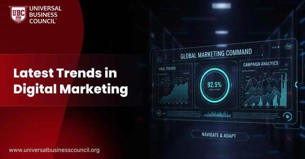 Digital dashboard displaying global marketing analytics and viral trends.