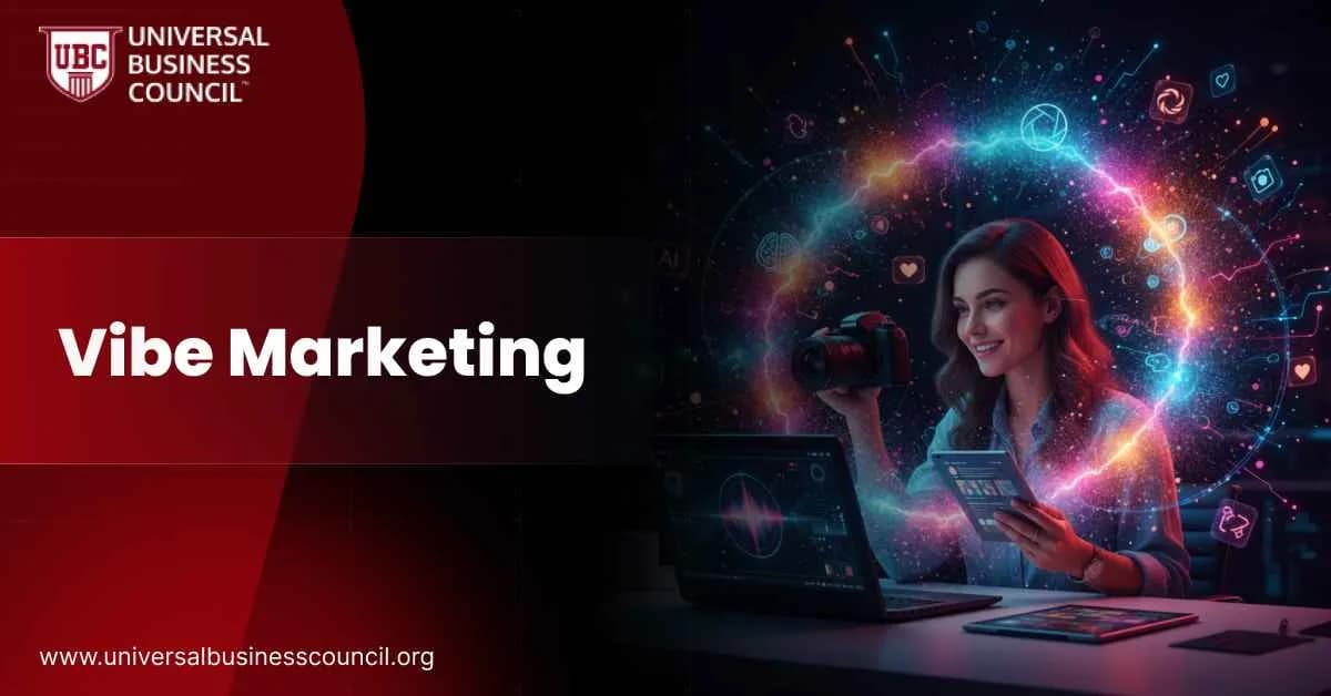 A creative professional surrounded by glowing digital icons, holding a camera while using a tablet and laptop, symbolizing emotion-driven marketing through AI.