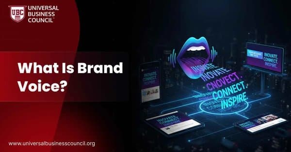 A stylized mouth emits digital text saying “Innovate. Connect. Inspire.” across devices and billboards, illustrating consistent brand messaging.