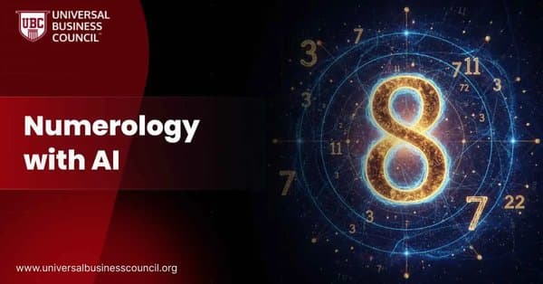 olden number eight surrounded by a matrix of glowing digits and celestial patterns, symbolizing AI-enhanced numerology and life path analytics.