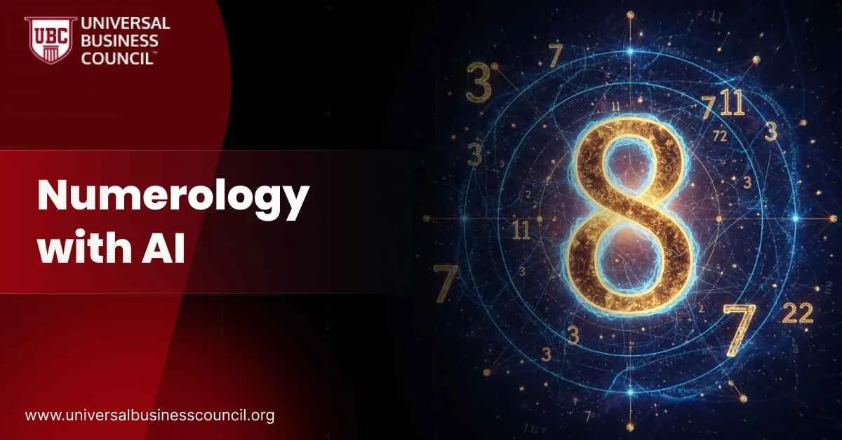olden number eight surrounded by a matrix of glowing digits and celestial patterns, symbolizing AI-enhanced numerology and life path analytics.